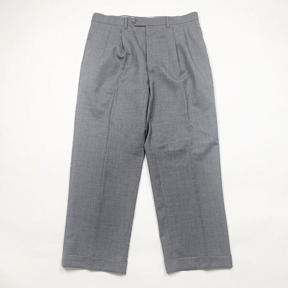 Ralph Lauren Mens Dress Pants Gray 34x29 Wool Flat Front Mid Rise Straight Leg - Picture 1 of 8